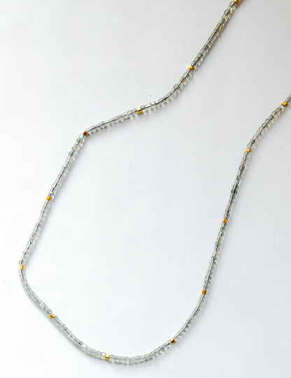 DEBBIE FISHER | Necklace of Clear Glass Beads and Gold beads