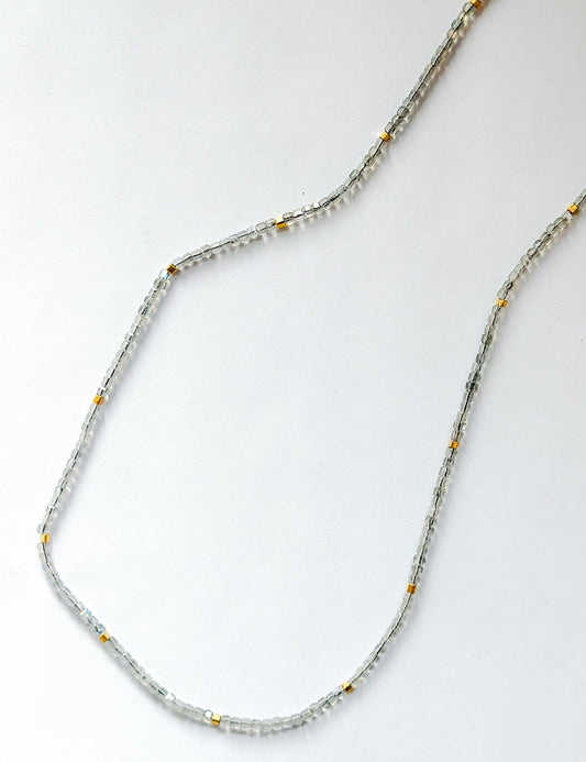 DEBBIE FISHER | Necklace of Clear Glass Beads and Gold beads