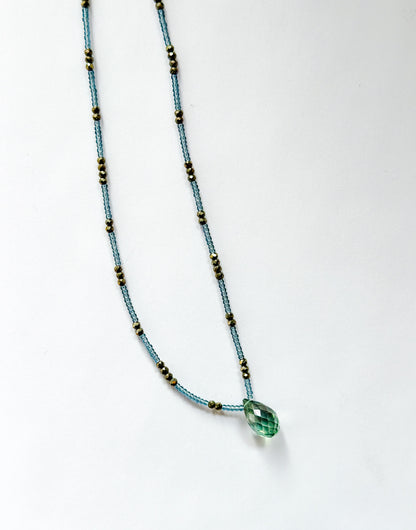 DEBBIE FISHER | Grey Seed, Pyrite and Mystic Quartz Drop Necklace