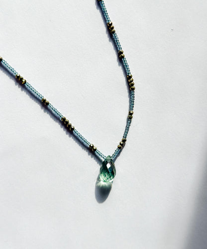 DEBBIE FISHER | Grey Seed, Pyrite and Mystic Quartz Drop Necklace