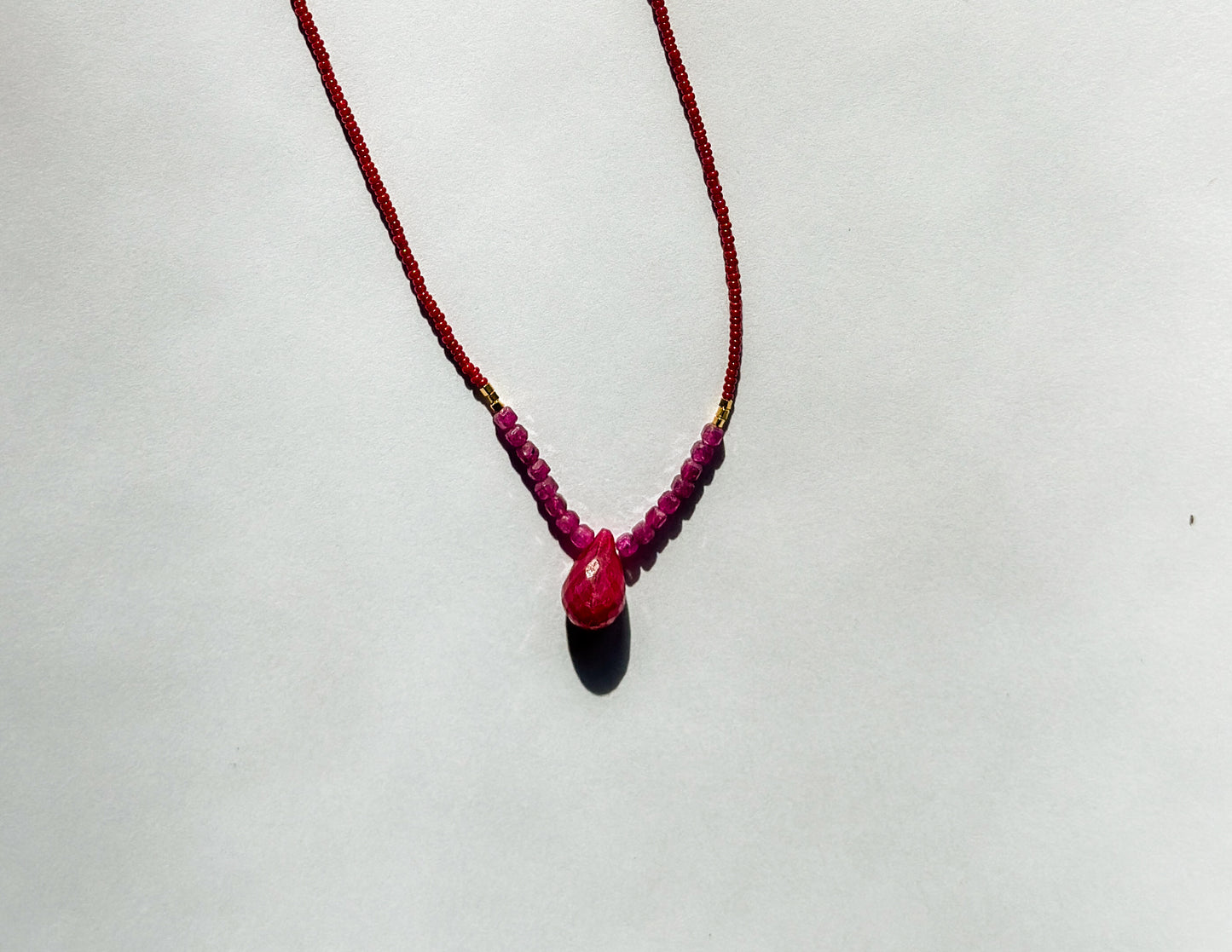 DEBBIE FISHER | Necklace of Ruby, Seed and Gold Vermeil Beads