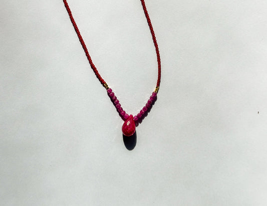 DEBBIE FISHER | Necklace of Ruby, Seed and Gold Vermeil Beads