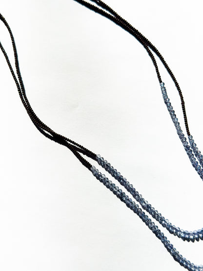 DEBBIE FISHER | Double Necklace of Dark Brown Seed Beads with Iolite Beads