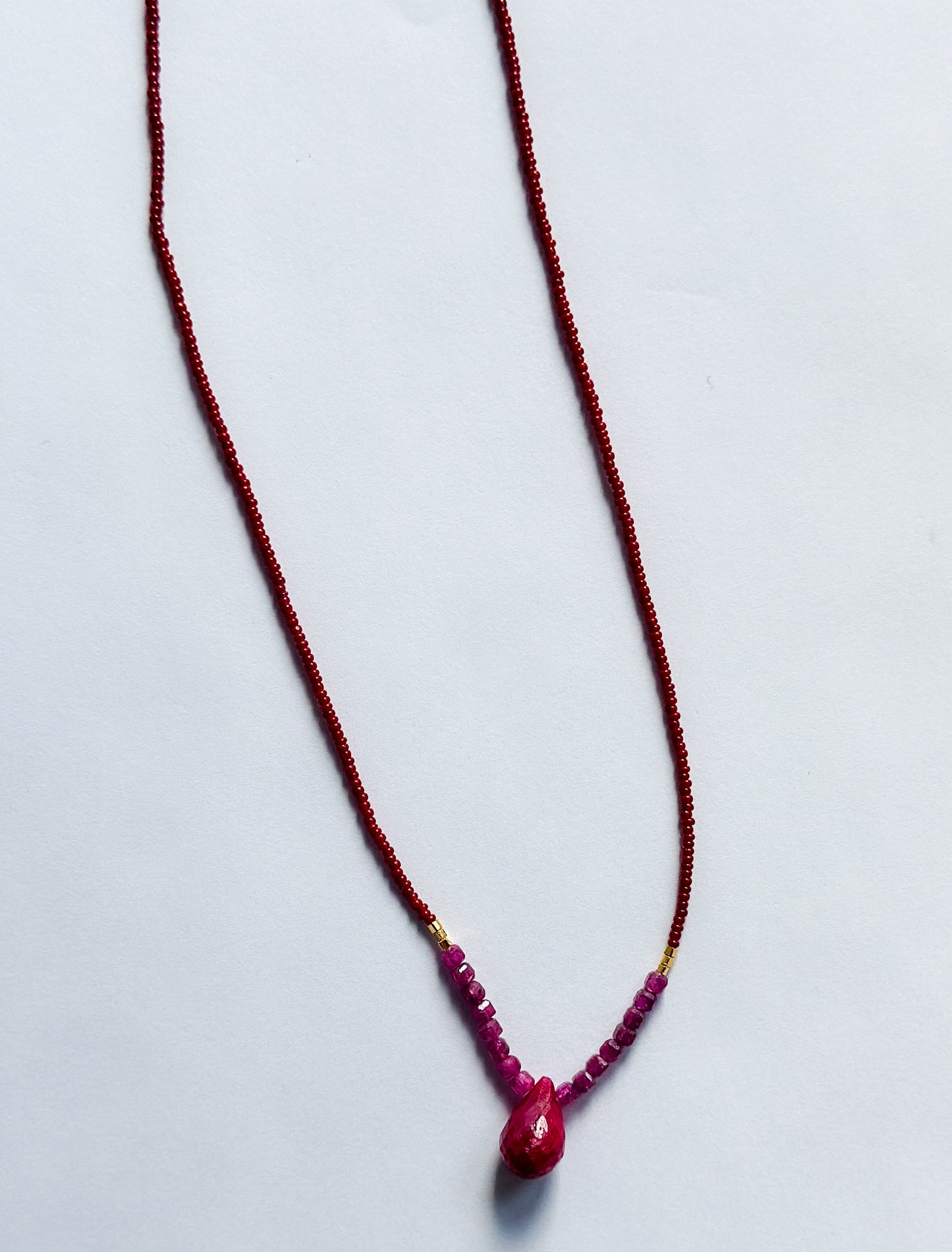 DEBBIE FISHER | Necklace of Ruby, Seed and Gold Vermeil Beads