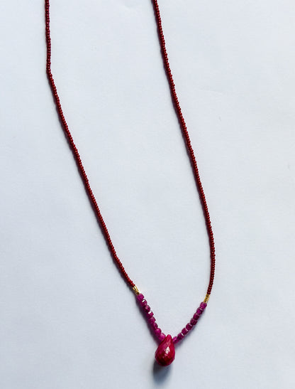 DEBBIE FISHER | Necklace of Ruby, Seed and Gold Vermeil Beads