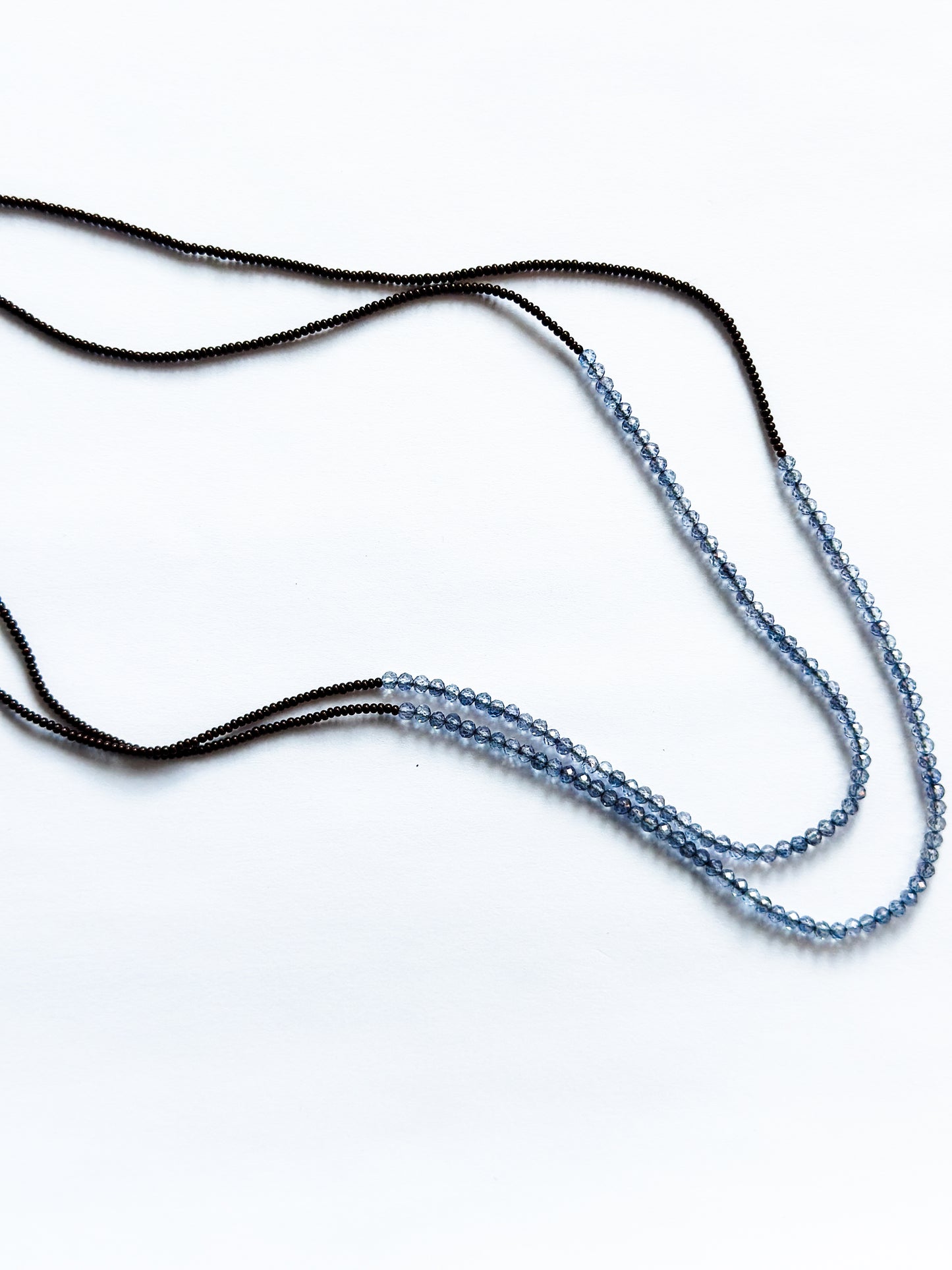 DEBBIE FISHER | Double Necklace of Dark Brown Seed Beads with Iolite Beads