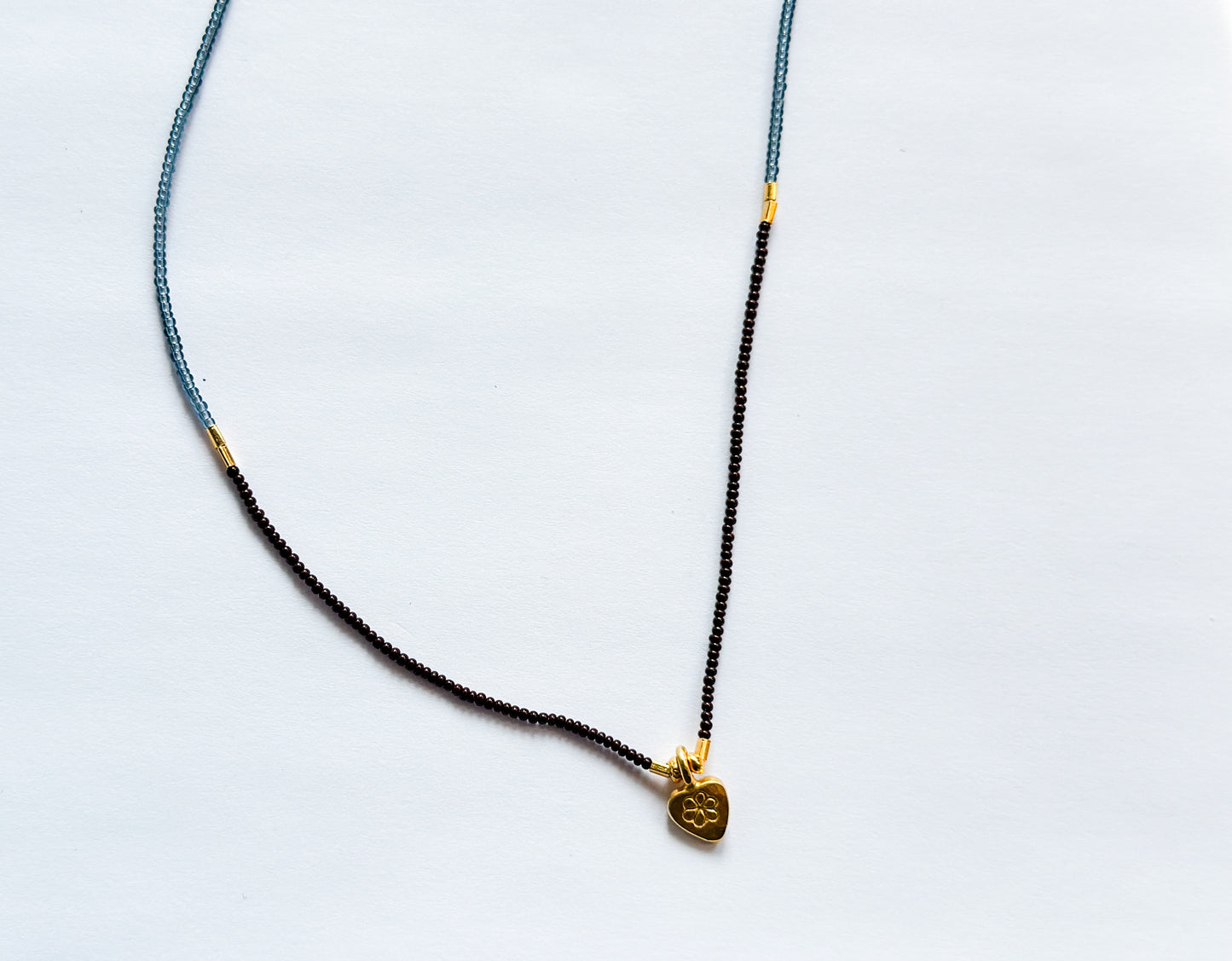 DEBBIE FISHER | Necklace of Brown and Grey Seed Beads, Gold Vermeil Beads