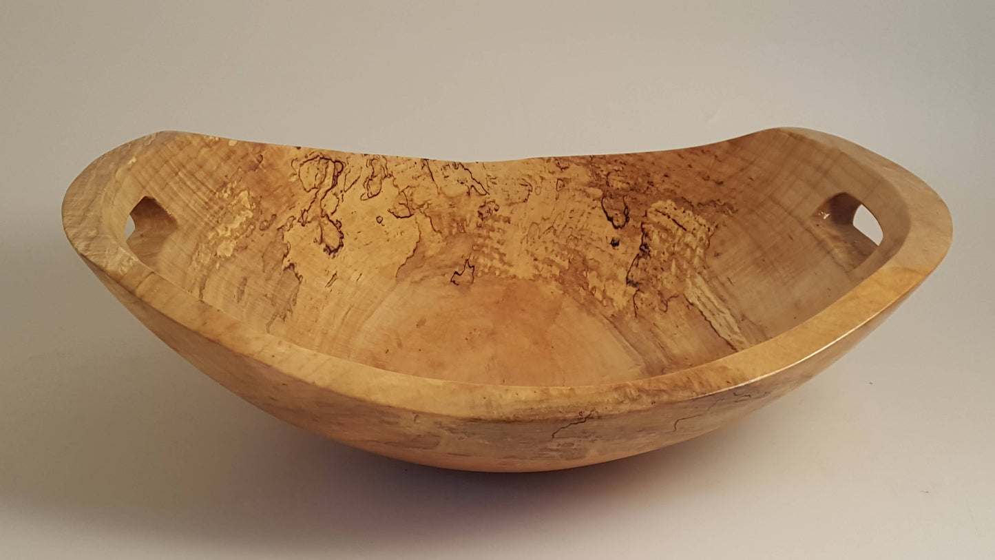 15" SPALTED HARVEST BOWL W/ HANDLES