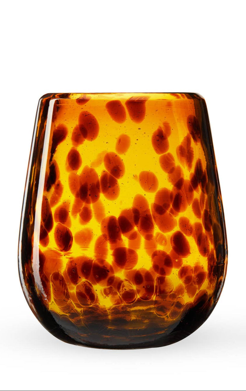 Tortuga Recycled Glass Stemless Wine Glasses - Single: Brown / Recycled Glassware