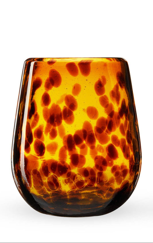 Tortuga Recycled Glass Stemless Wine Glasses - Single: Brown / Recycled Glassware