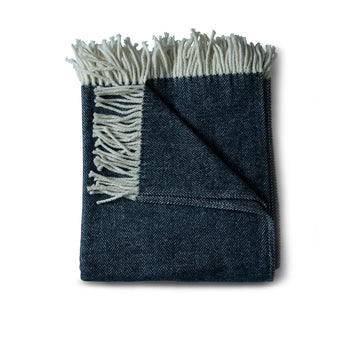 Evangeline | DEEP BLUE 100% COTTON HERRINGBONE THROW