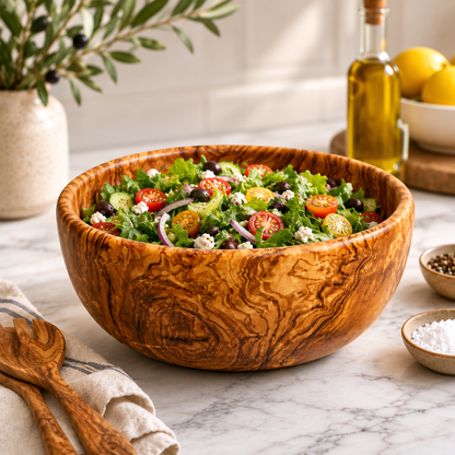 Olive Wood Family Salad Bowl: 8"