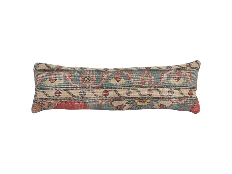 Faded Turquoise Lumbar Pillow, Faded Turkish Lumbar Rug | 11