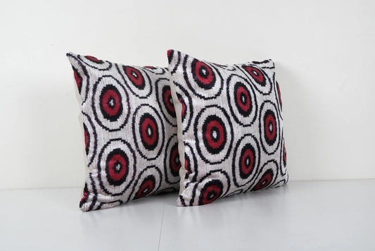 Square Silk Ikat Velvet Cushion | 18" x 19"