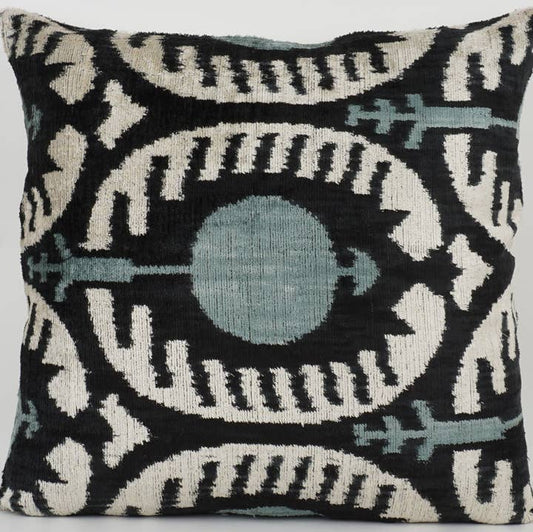 Handmade Ikat Silk/Velvet Pillow | 20" x 20"
