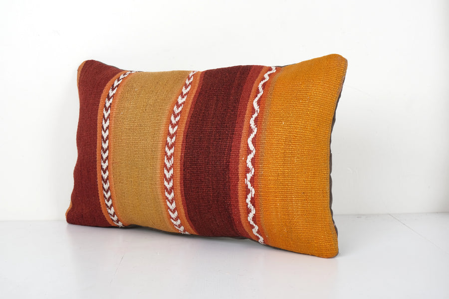 Orange Wool Turkish Lumbar Pillow | 14