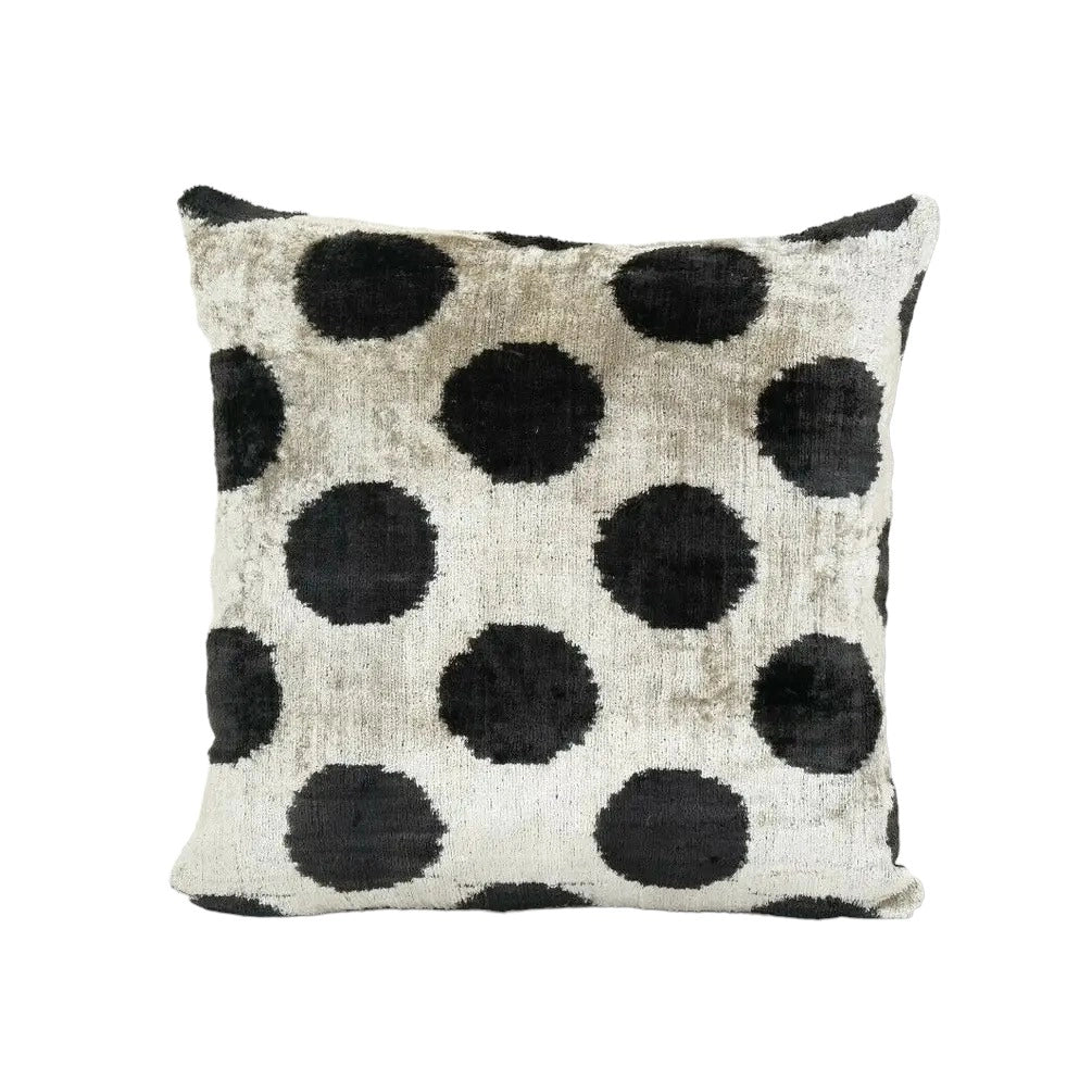 Black Silk Ikat Velvet Pillow | 16ʺ × 16"