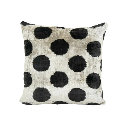 Black Silk Ikat Velvet Pillow | 16ʺ × 16"