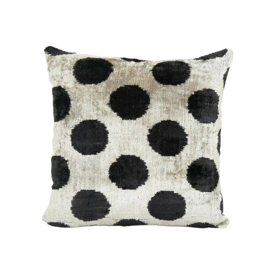 Black Silk Ikat Velvet Pillow | 16ʺ × 16"