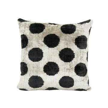 Black Silk Ikat Velvet Pillow | 16ʺ × 16