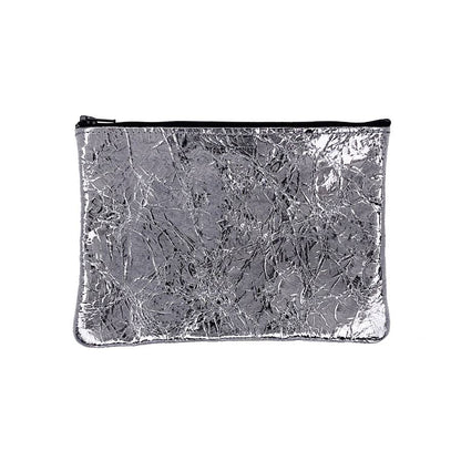 Medium Zip Pouch: Foil Black