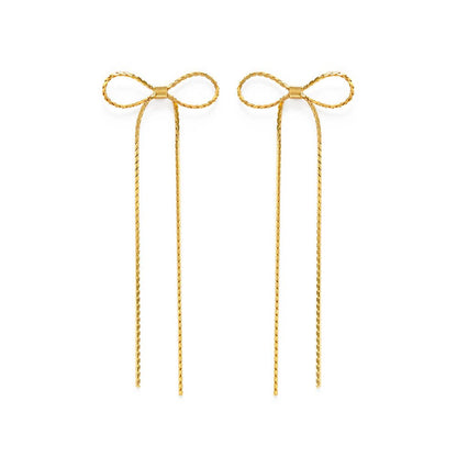 Long Bow Stud Earrings
