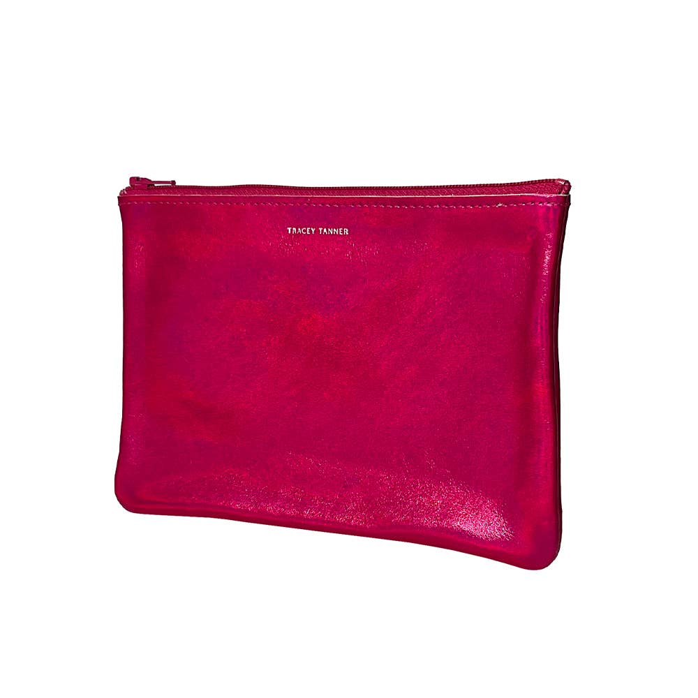 Medium Zip Pouch: Candy Patent Turquoise