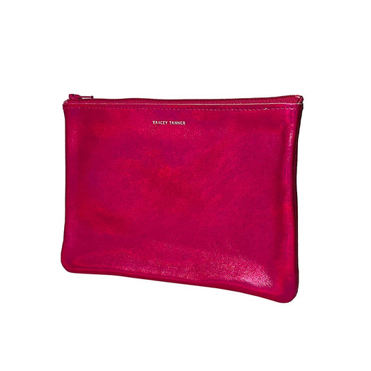 Medium Zip Pouch: Hologram Fuchsia