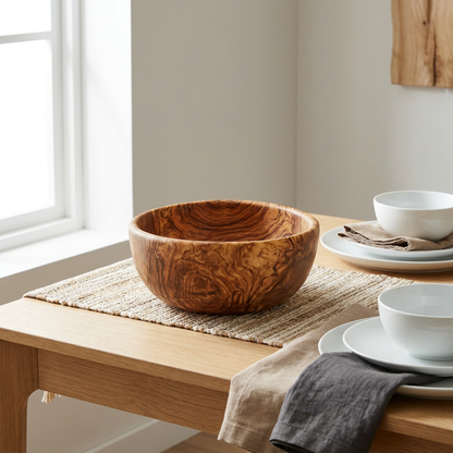Olive Wood Family Salad Bowl: 8"