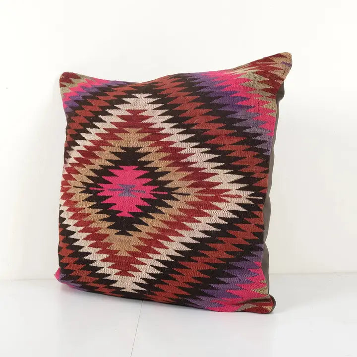 Organic Patterned Vintage Kilim Pillow | 24"