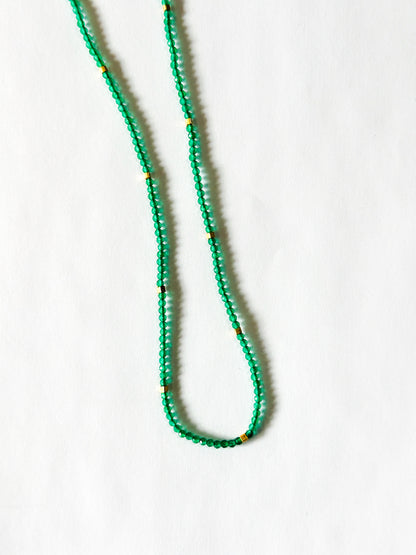 DEBBIE FISHER | Necklace of Green Glass Beads and Gold Vermeil