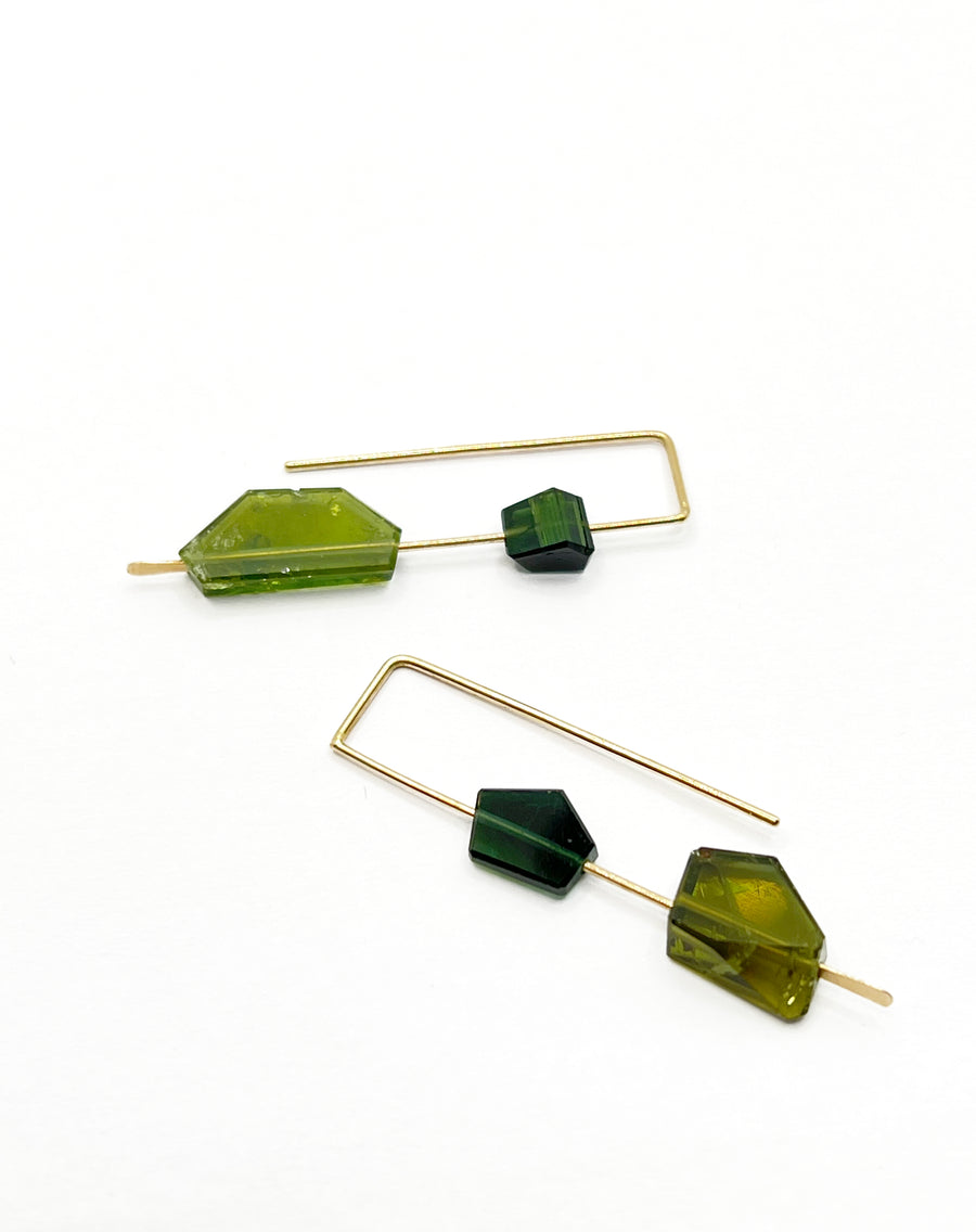 Fail Jewelry | Medium Hook with 2 stones green tourmaline earrings