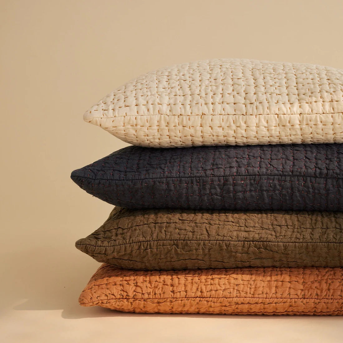 Jasper Quilted Hemp Pillow in Midnight