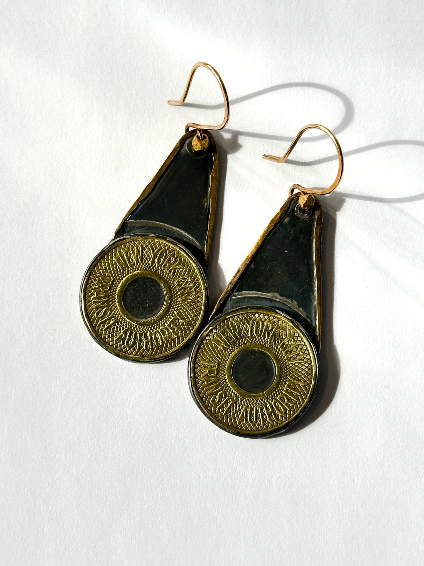 JADEWATER DESIGN | Vintage NYC Subway Tokens in Oxidized Silver & Gold
