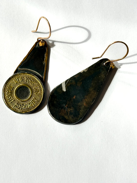 JADEWATER DESIGN | Vintage NYC Subway Tokens in Oxidized Silver & Gold