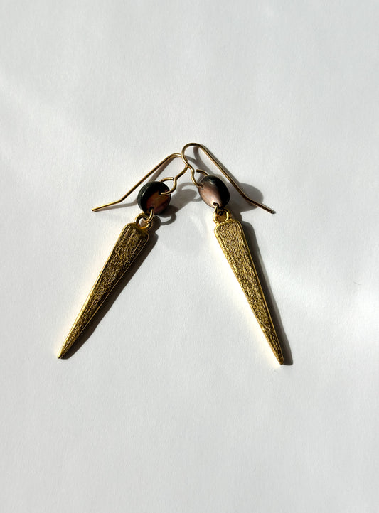 JADEWATER DESIGN | Smoky Brown Discs with Gold Vermeil Daggers