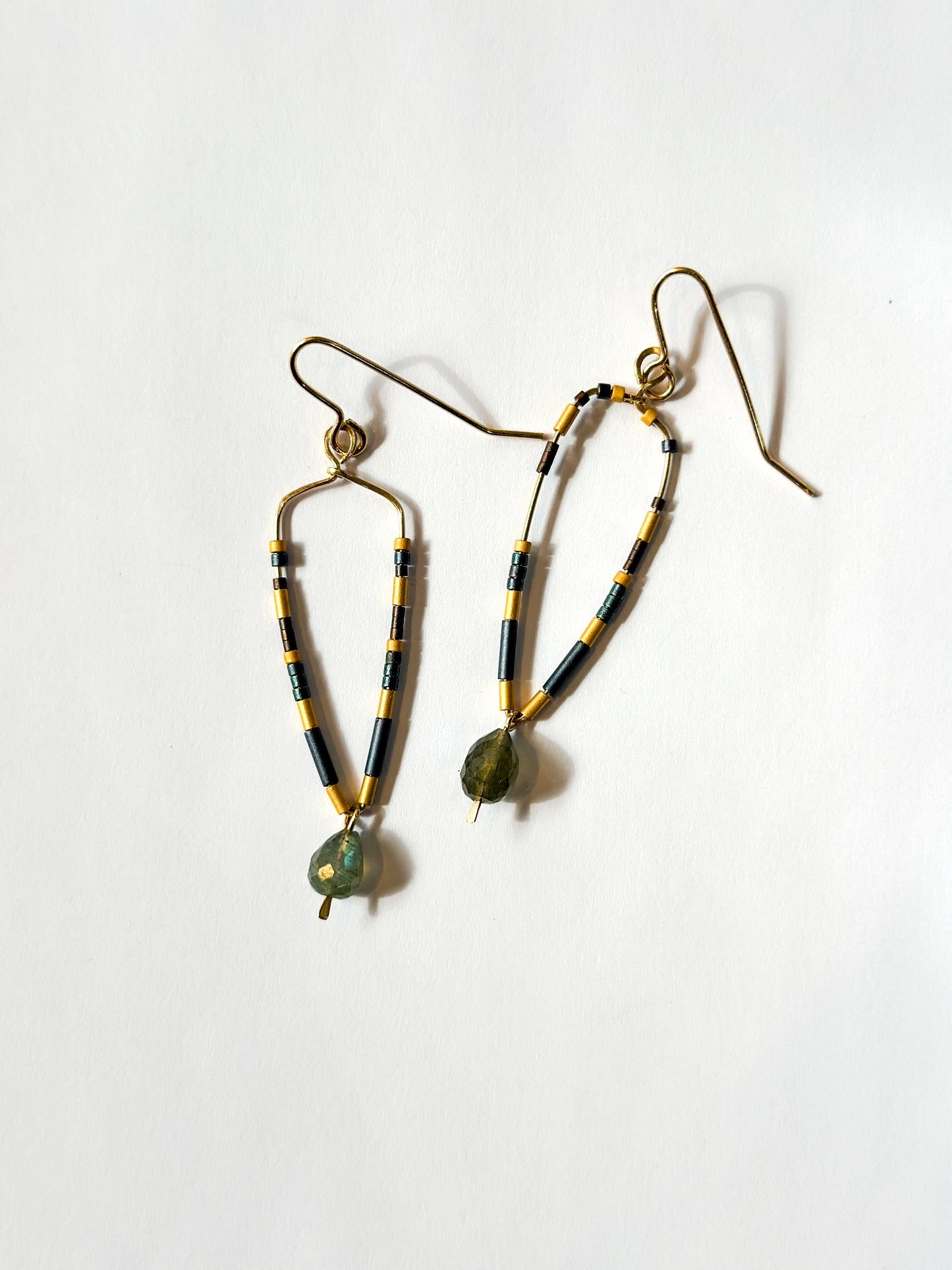 JADEWATER DESIGN | Spear Shape Beaded in Blue with Labradorite Drops 24KT