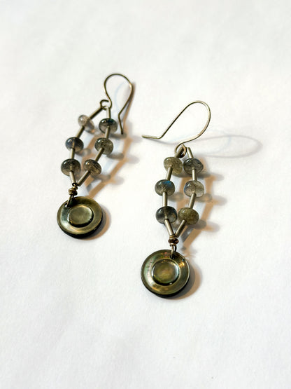 JADEWATER DESIGN | Labradorite lassos with silver chain earrings