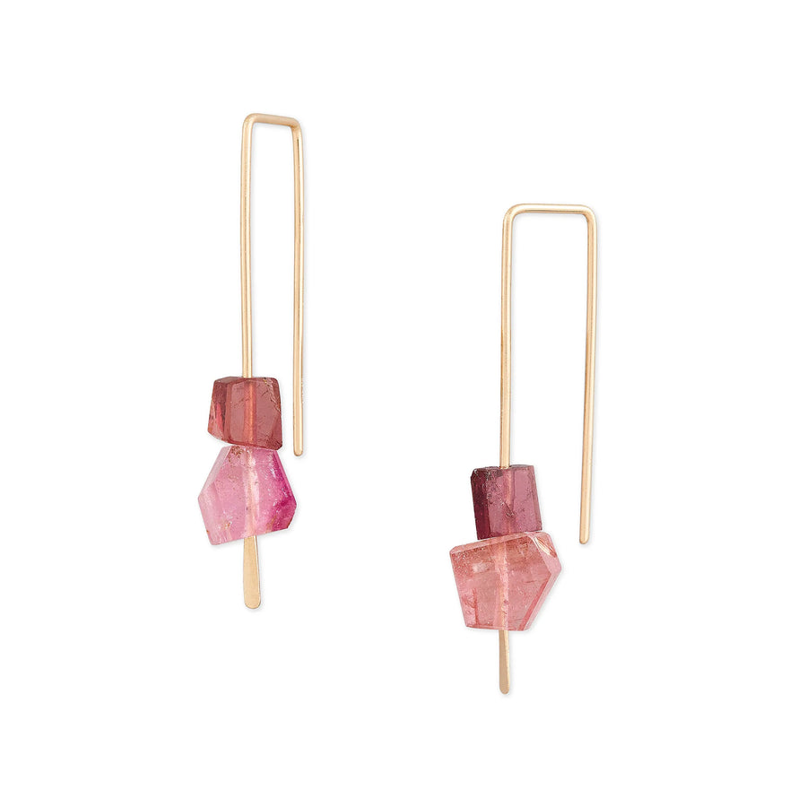 Fail Jewelry | Medium Hook with 2 stones pink tourmaline earrings