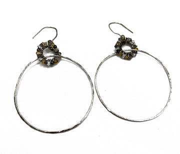Sterling Hammered Hoops with Seed Stones