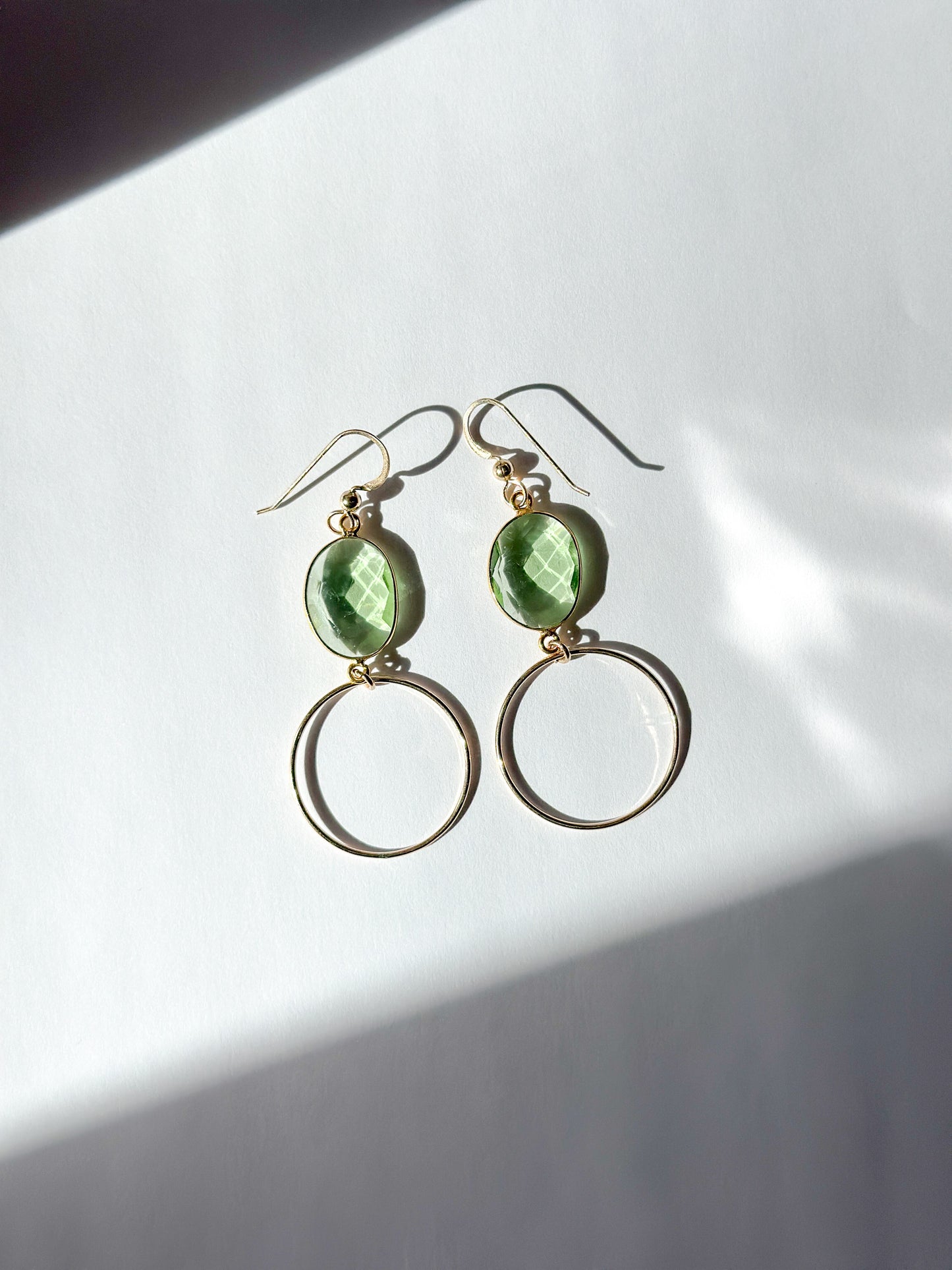 SELAH VIE | Green Amethyst Circle Drop Earrings