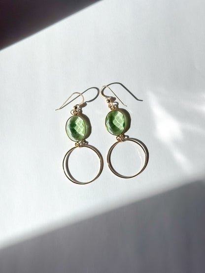 SELAH VIE | Green Amethyst Circle Drop Earrings