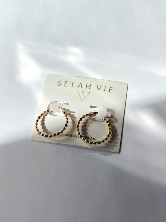 Selah Vie NYC | Gold Beaded Hoops