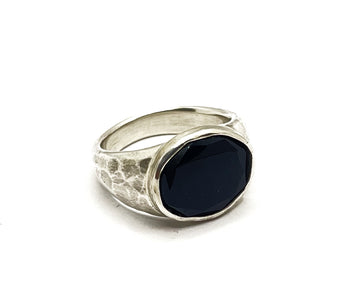 Sonja Fries | Sterling Silver & Black Onyx textured signet ring