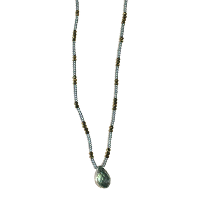 DEBBIE FISHER | Grey Seed, Pyrite and Mystic Quartz Drop Necklace