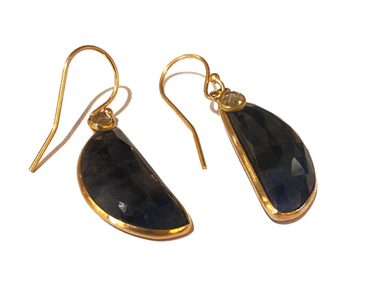 MARGARET SOLOW | Sapphire and Moonstone Earrings