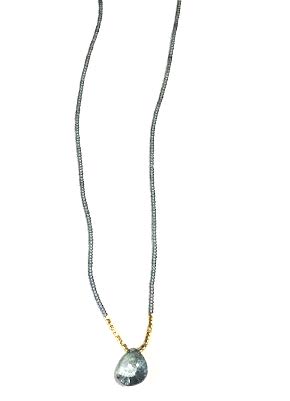 Debbie Fisher | QUARTZ, GREY SEED & GOLD VERMEIL NECKLACE