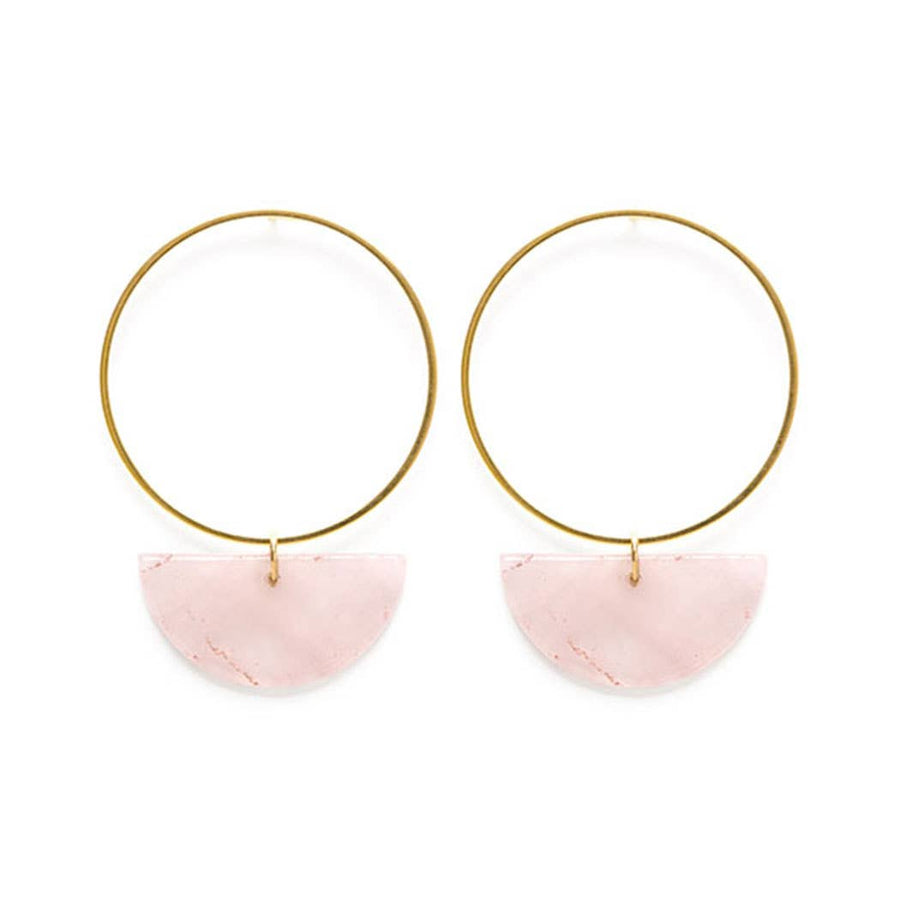Sun and Moon Stud Earrings in Rose Quartz