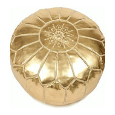 Gold Leather Pouf
