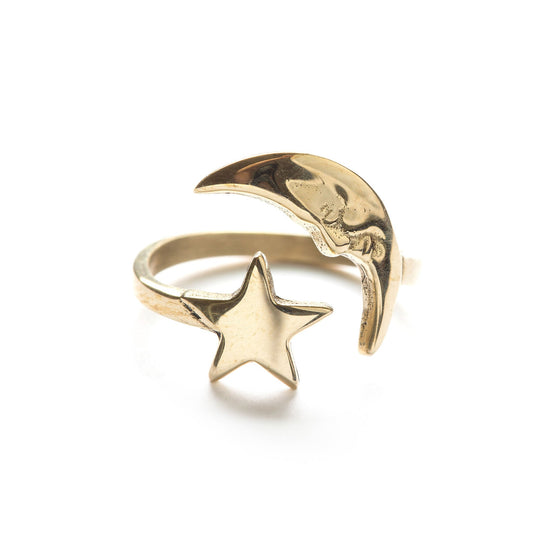 Crescent Moon & Star ring